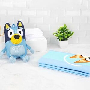 Bluey Bath Towel & Mesh Sponge Plush Set 🐶🛁 NWT Kids